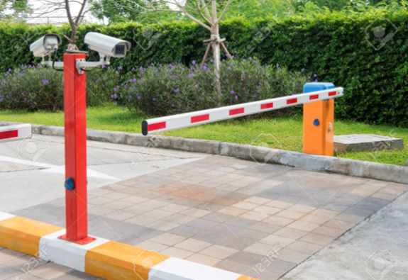 License plate recognition camera capturing vehicle license plates in urban traffic